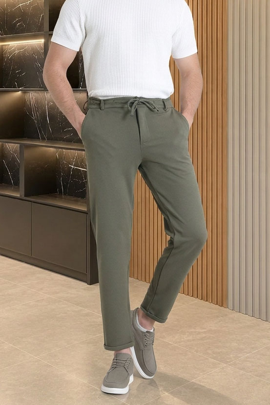 Diagonel Jogger Erkek Pantolon Haki