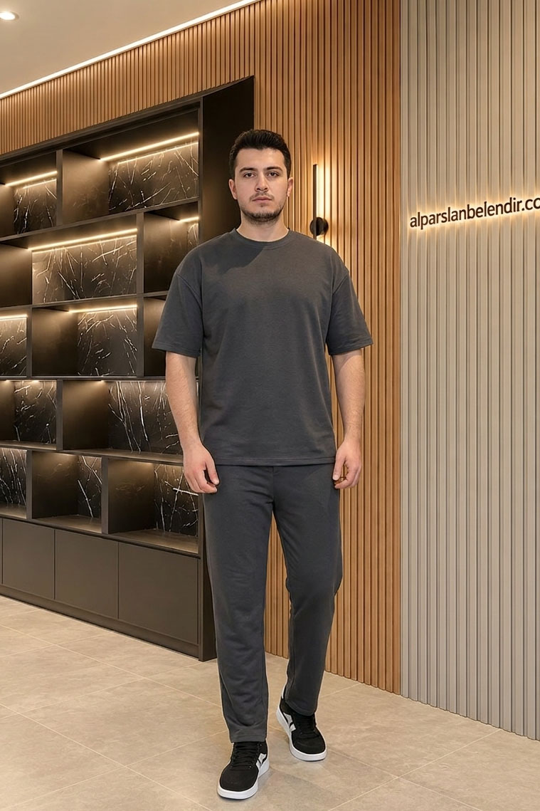 İki İplik Relaxed Baggy Erkek Takım Antrasit