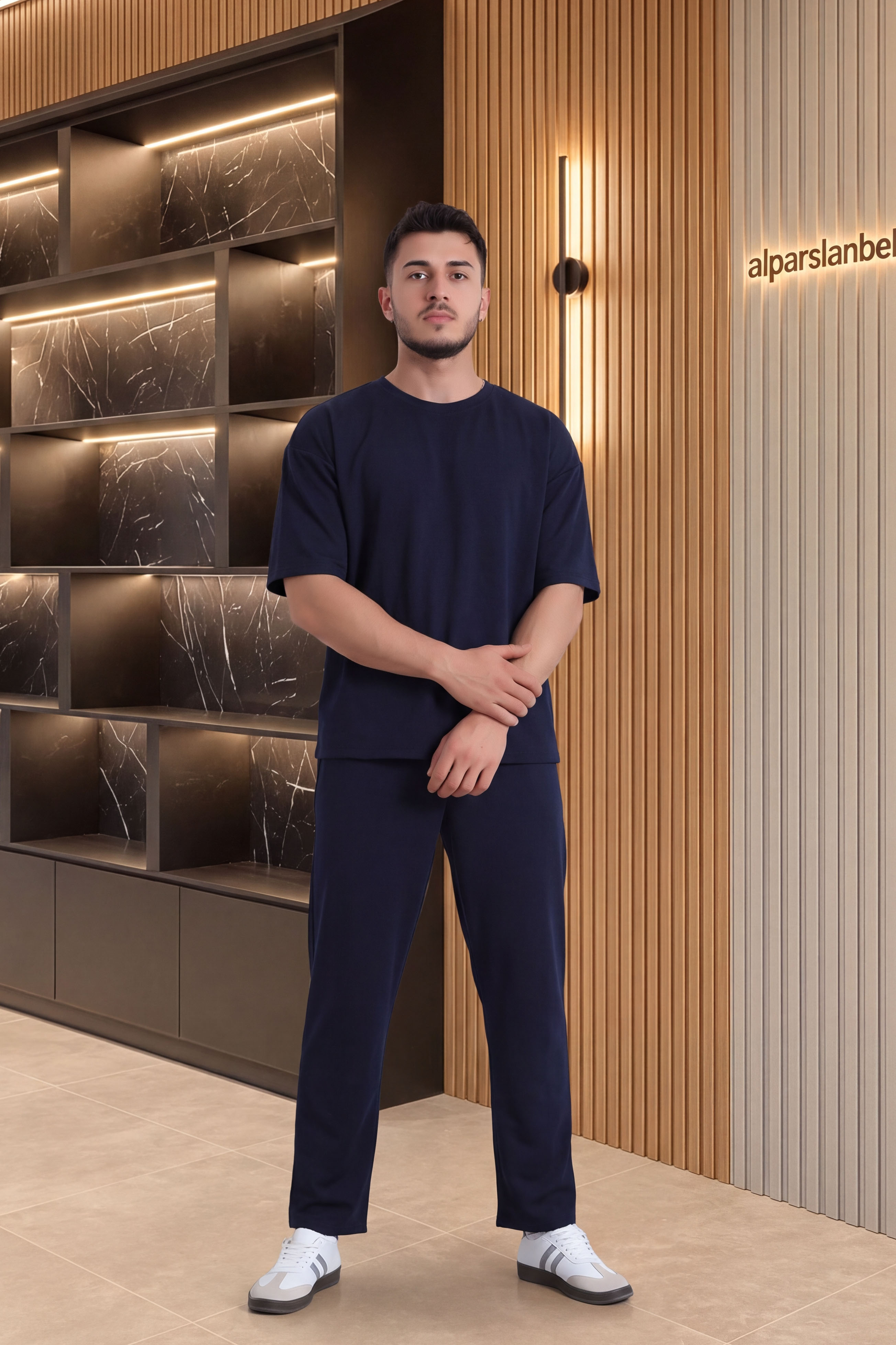 İki İplik Oversize Erkek Takım Lacivert