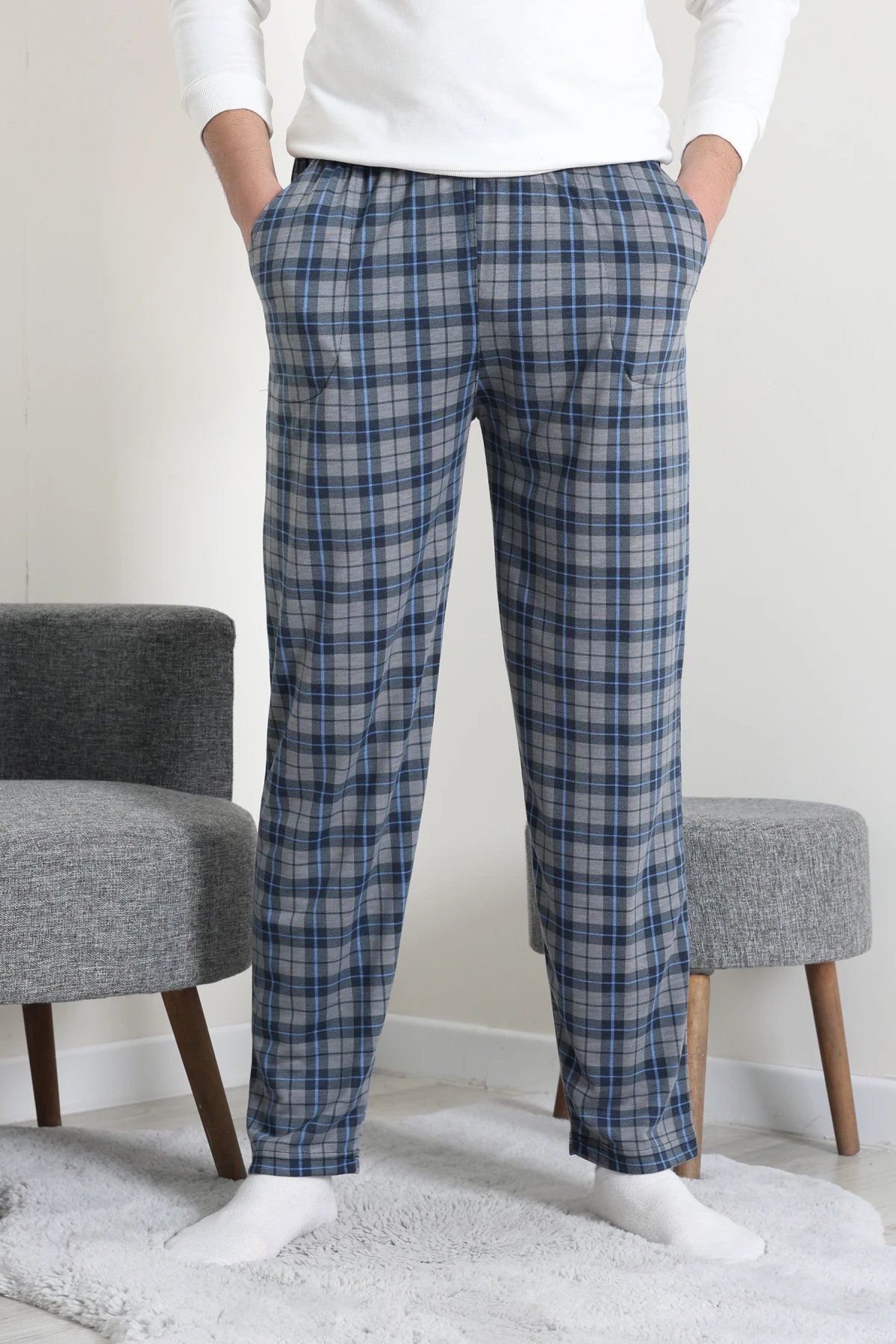 Süprem Cepli Erkek Pijama Altı Fümemavi