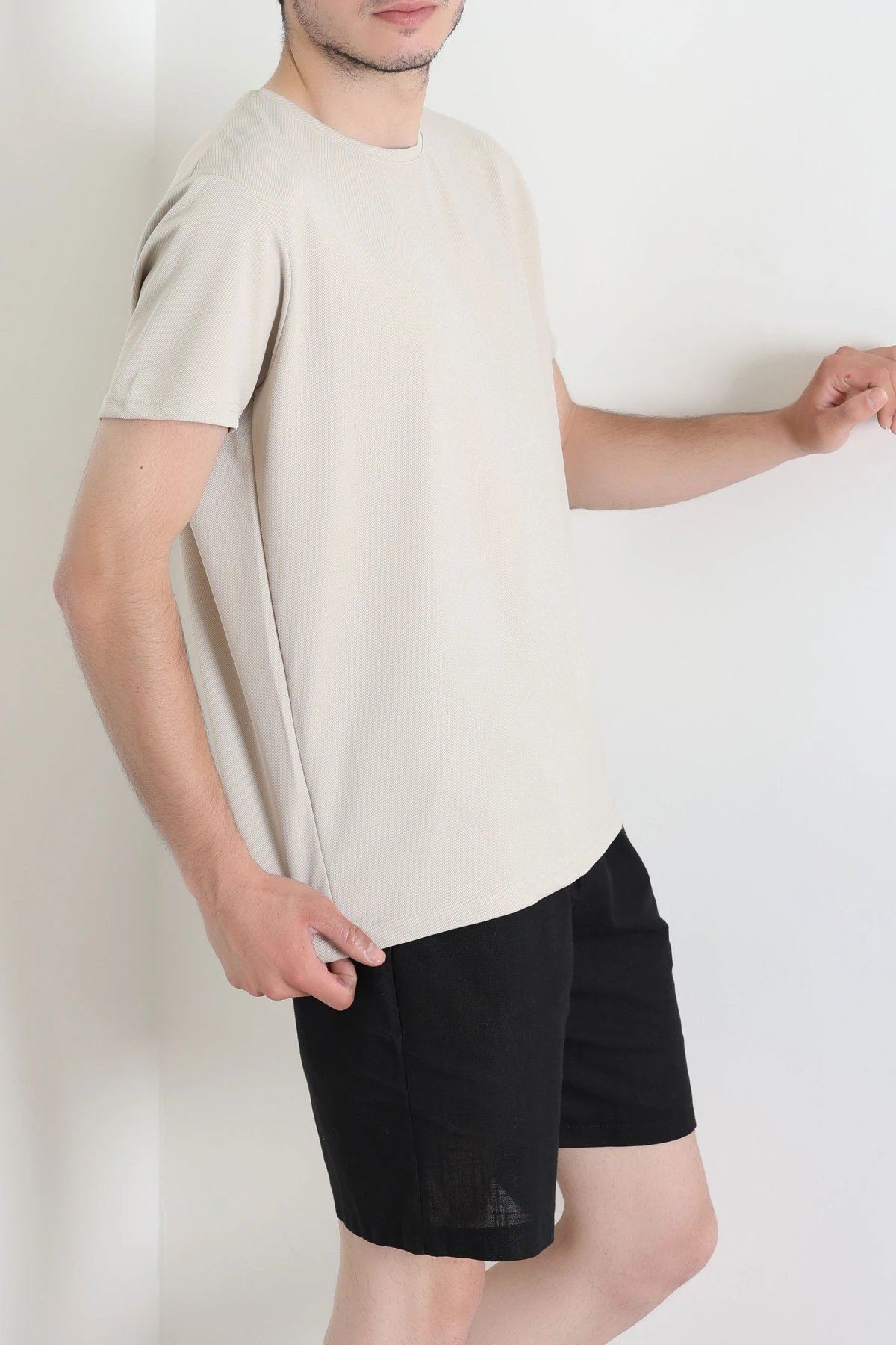Polyester Örme Erkek Tişört Bej