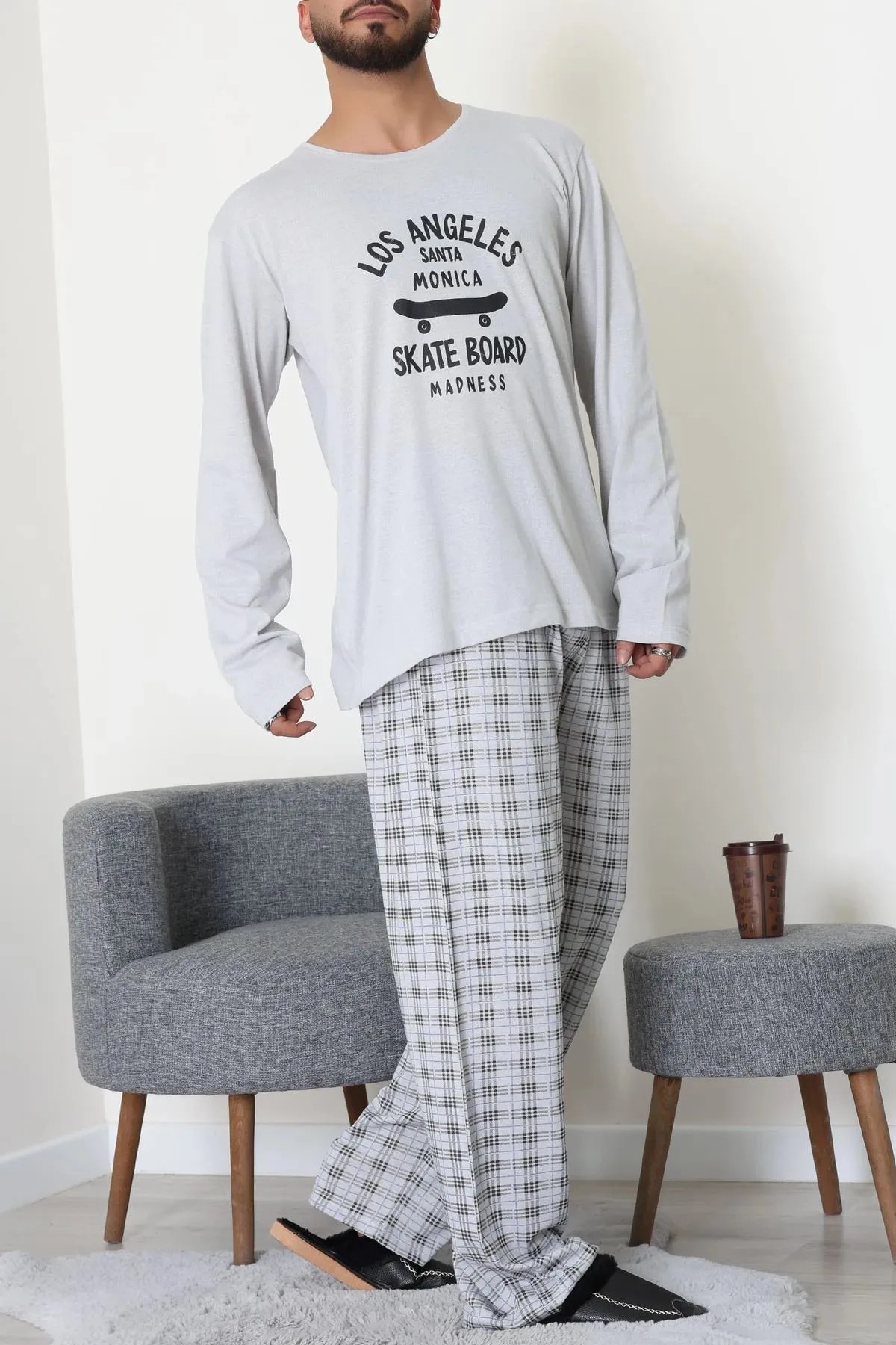 Süprem Erkek Pijama Takımı Gri Model TV-51971