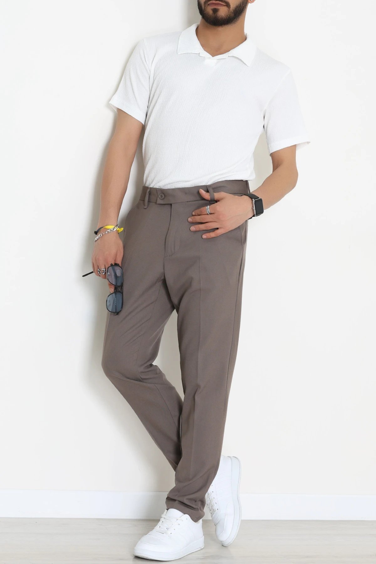 Regular Fit Erkek Kumaş Pantolon Vizon