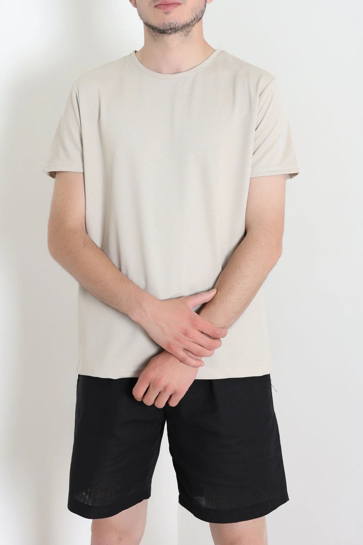 Polyester Örme Erkek Tişört Bej