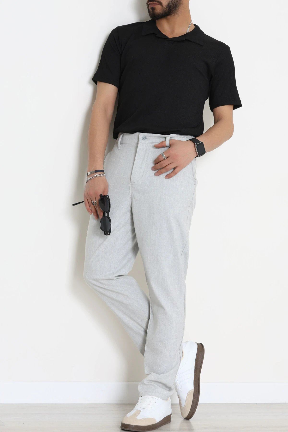 Regular Fit Erkek Kumaş Pantolon Gri