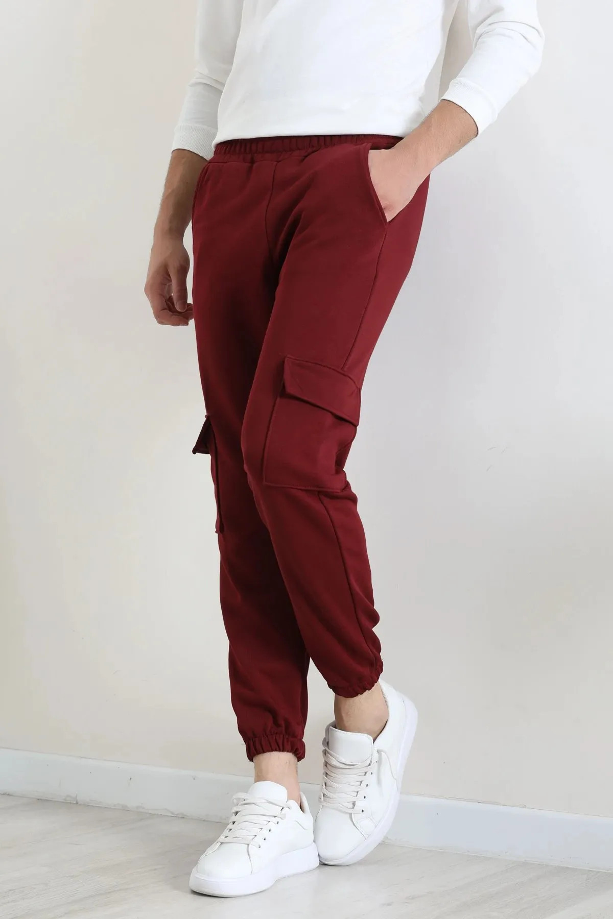 3 İplik Şardonsuz Erkek Eşofman Altı Bordo Model TV-97102