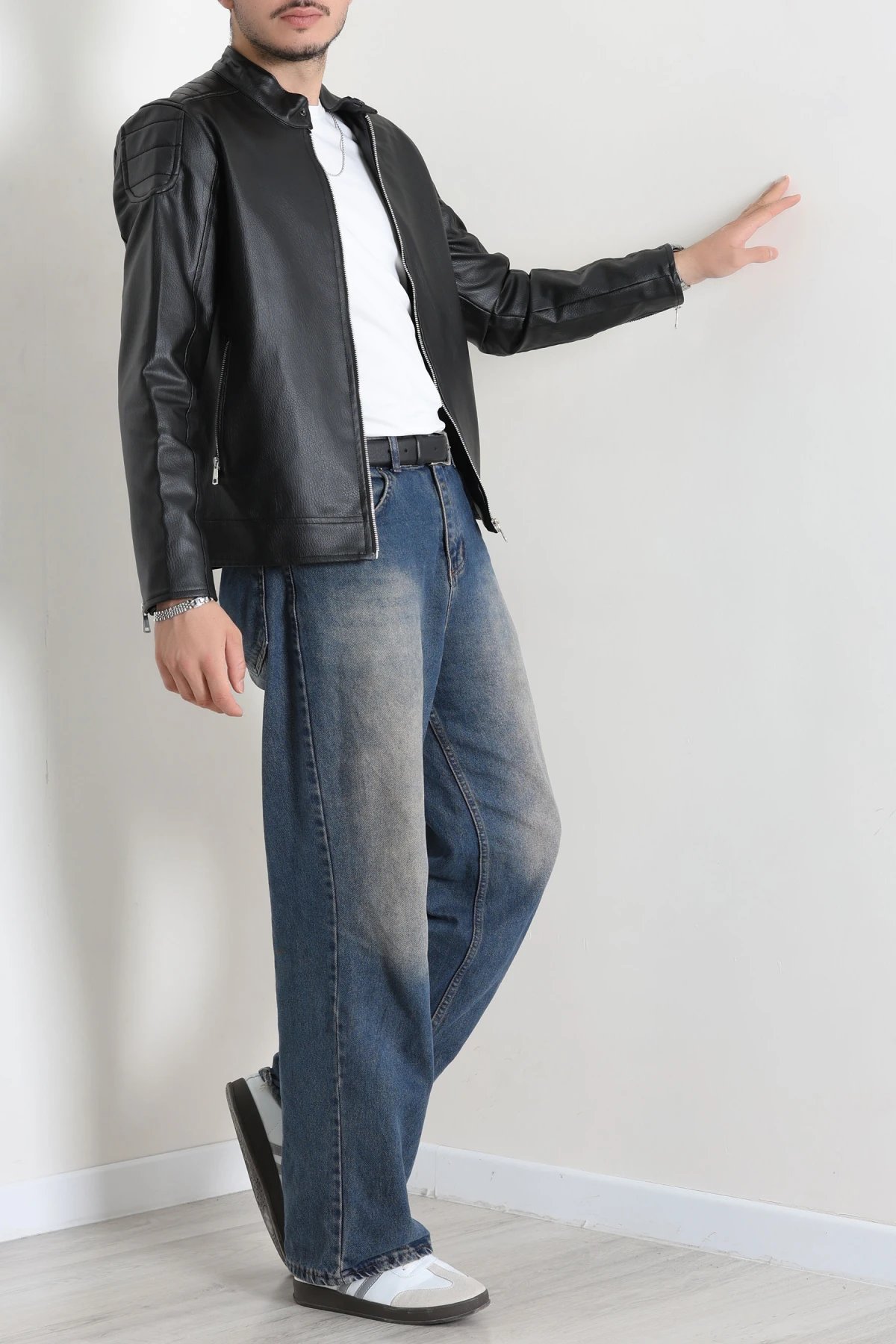 İthal Deri Erkek Ceket Siyah Model TV-97269