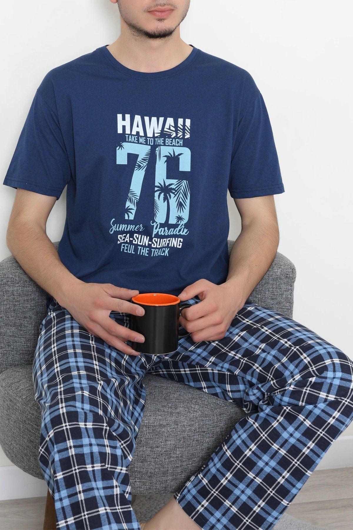Süprem Erkek Pijama Takımı Mavi