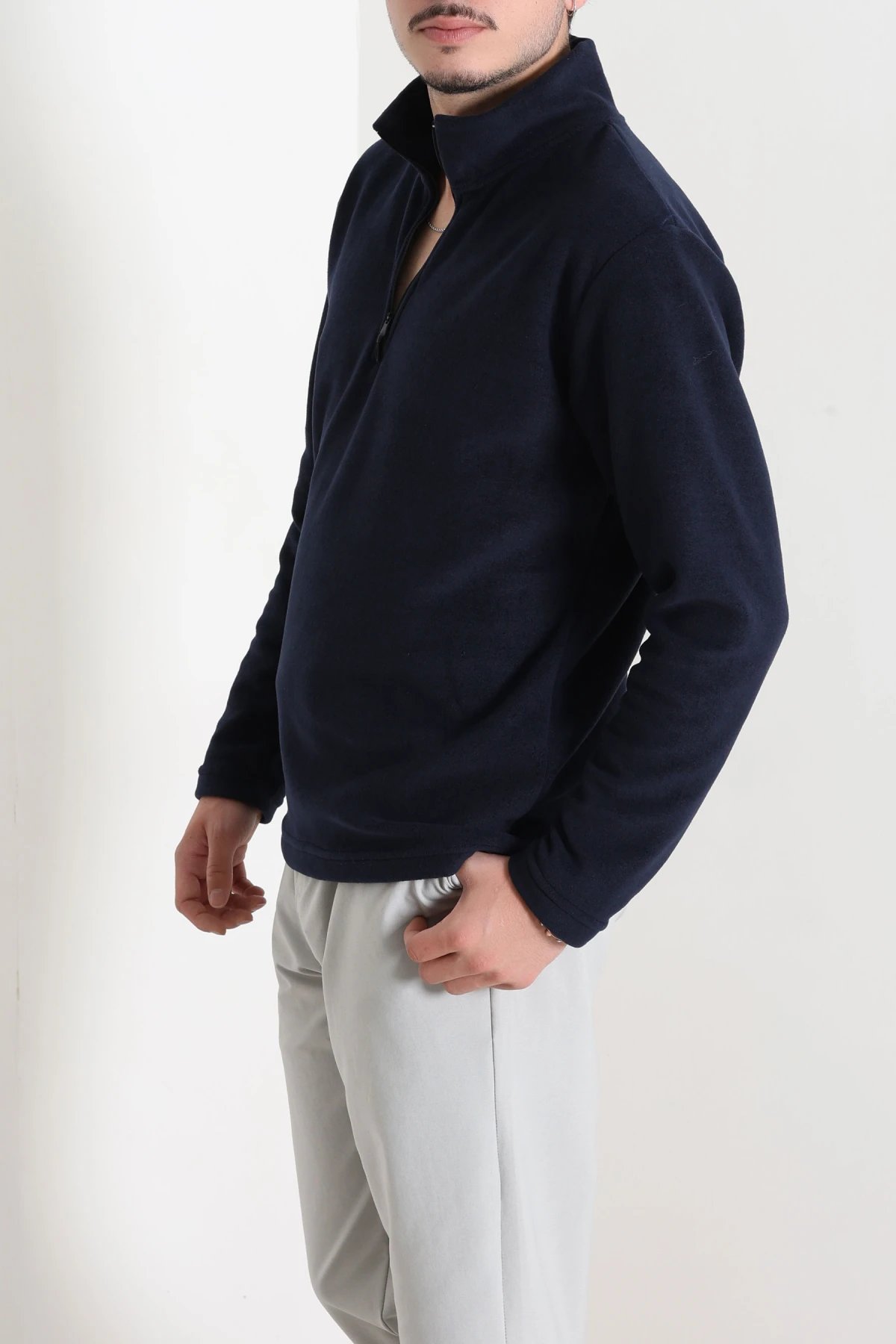 Yarım Fermuarlı Polar Erkek Sweat Lacivert