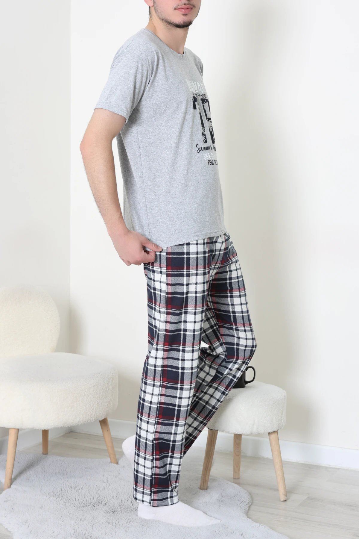 Süprem Erkek Pijama Takımı Grikırmızı