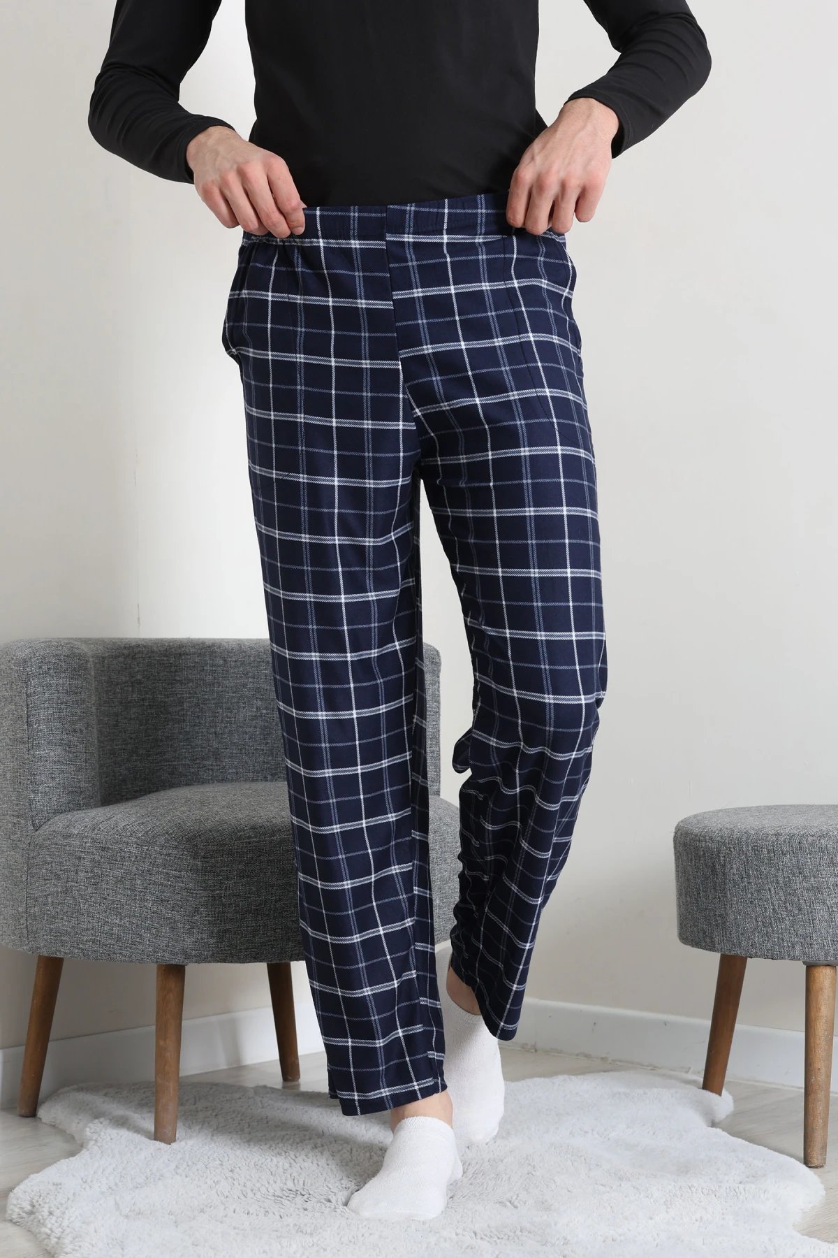Süet Cepli Erkek Pijama Alt Lacivert