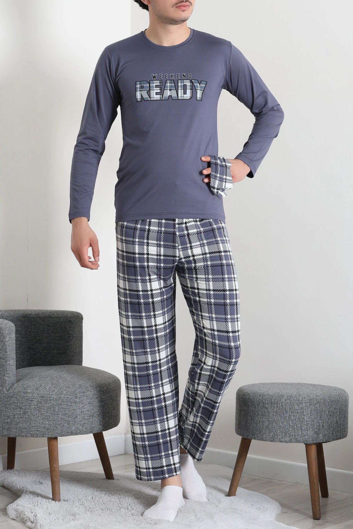 Milan Erkek Pijama Takımı Füme