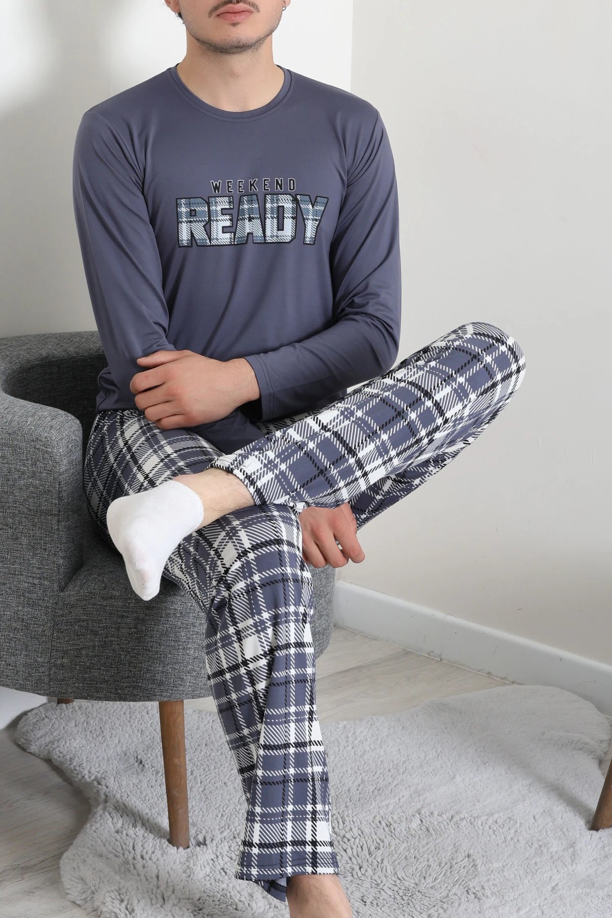 Milan Erkek Pijama Takımı Füme