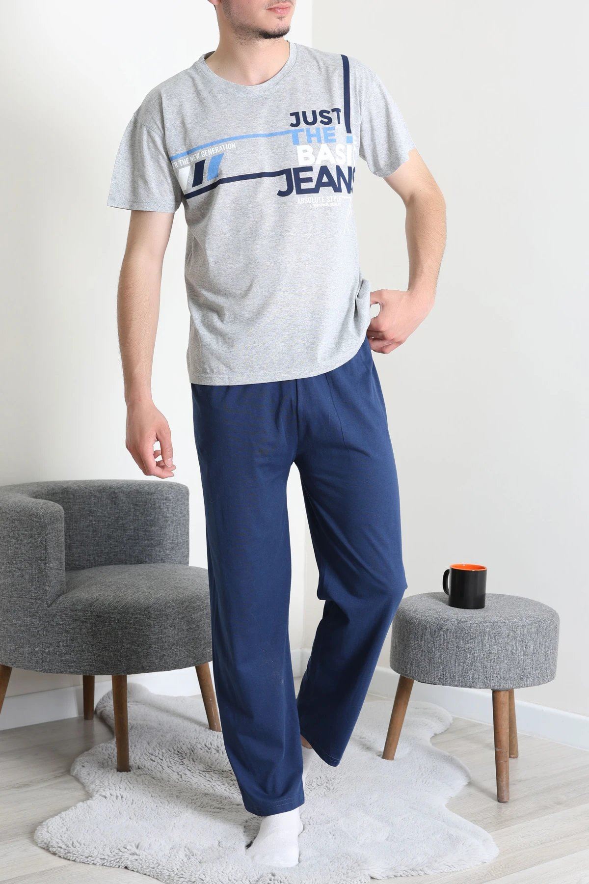 Süprem Erkek Pijama Takımı Grimavi Model TV-83014