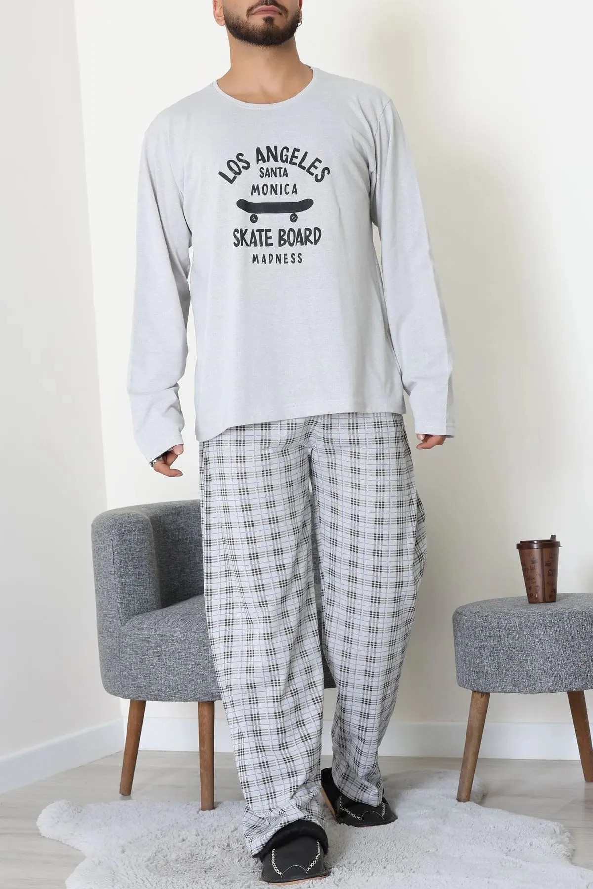 Süprem Erkek Pijama Takımı Gri Model TV-51971