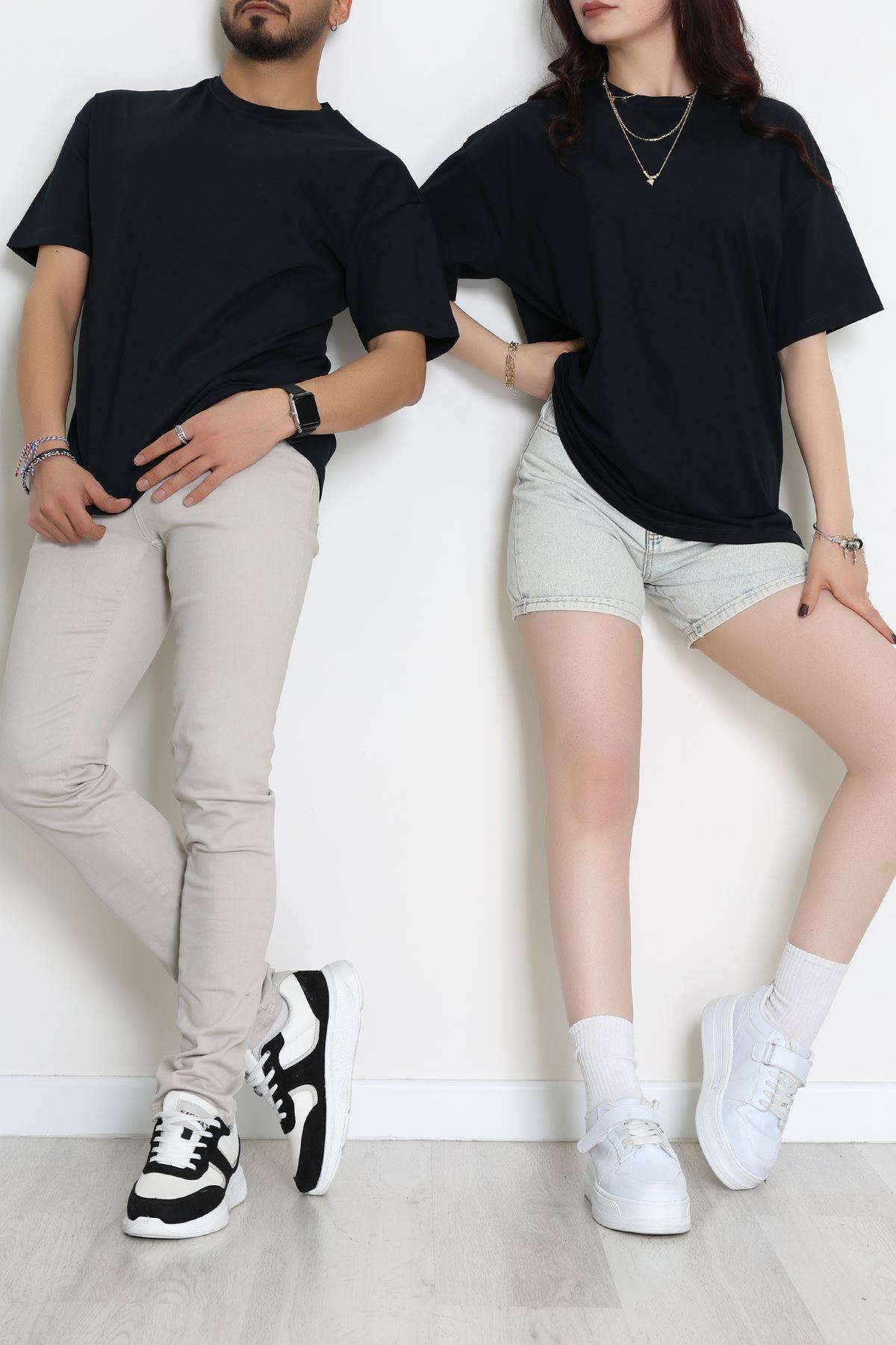 Kompak Penye Unisex Baskısız Oversize Tişört Laci