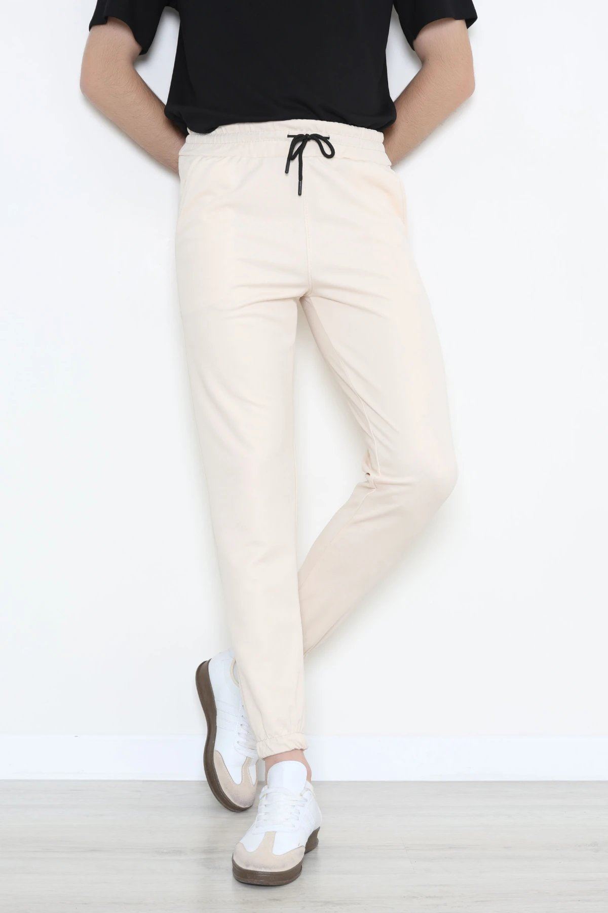 Double Jogger Paça Erkek Alt  Bej