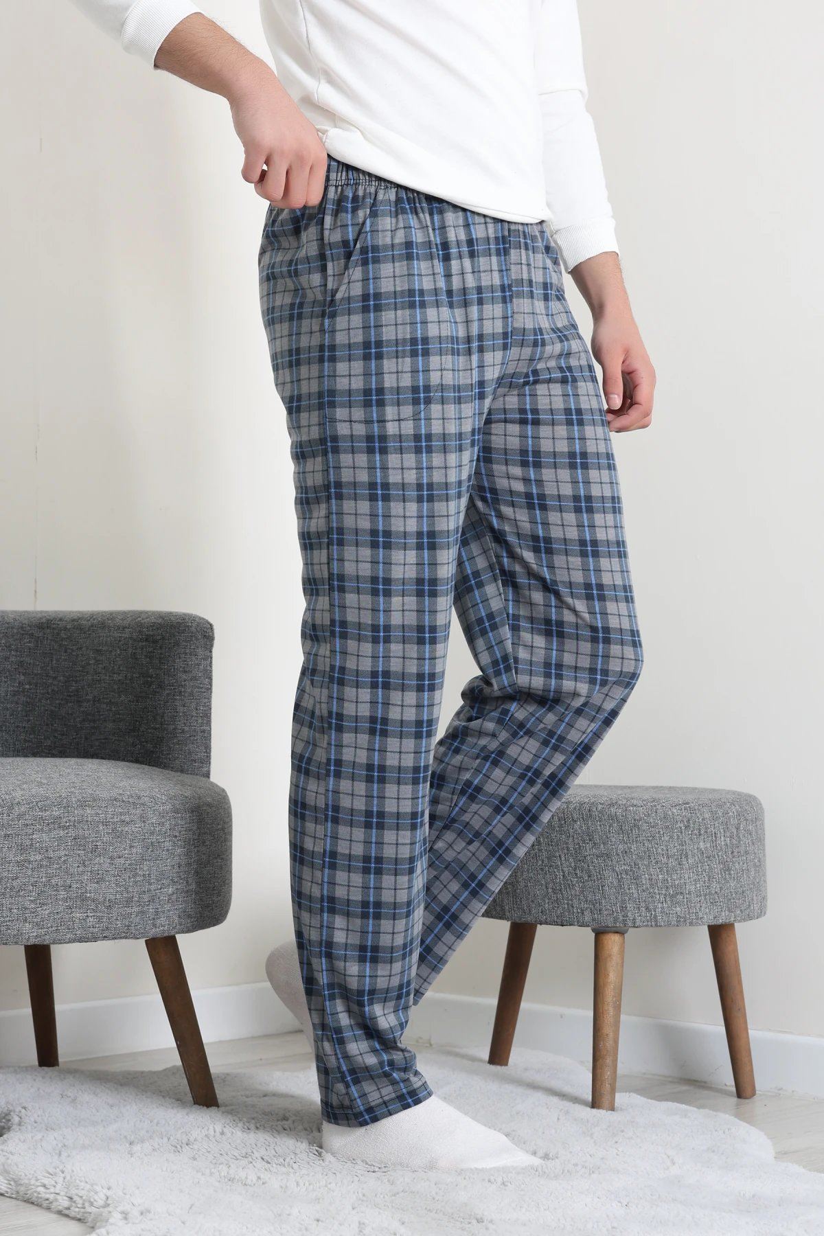 Süprem Cepli Erkek Pijama Altı Fümemavi