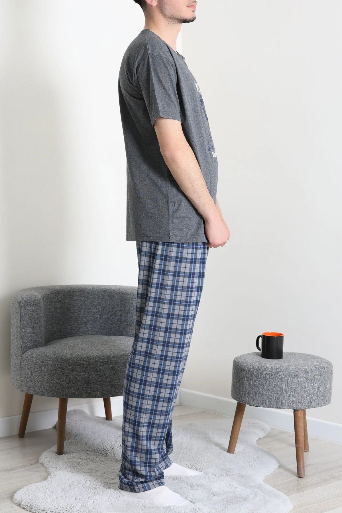 Süprem Erkek Pijama Takımı Füme