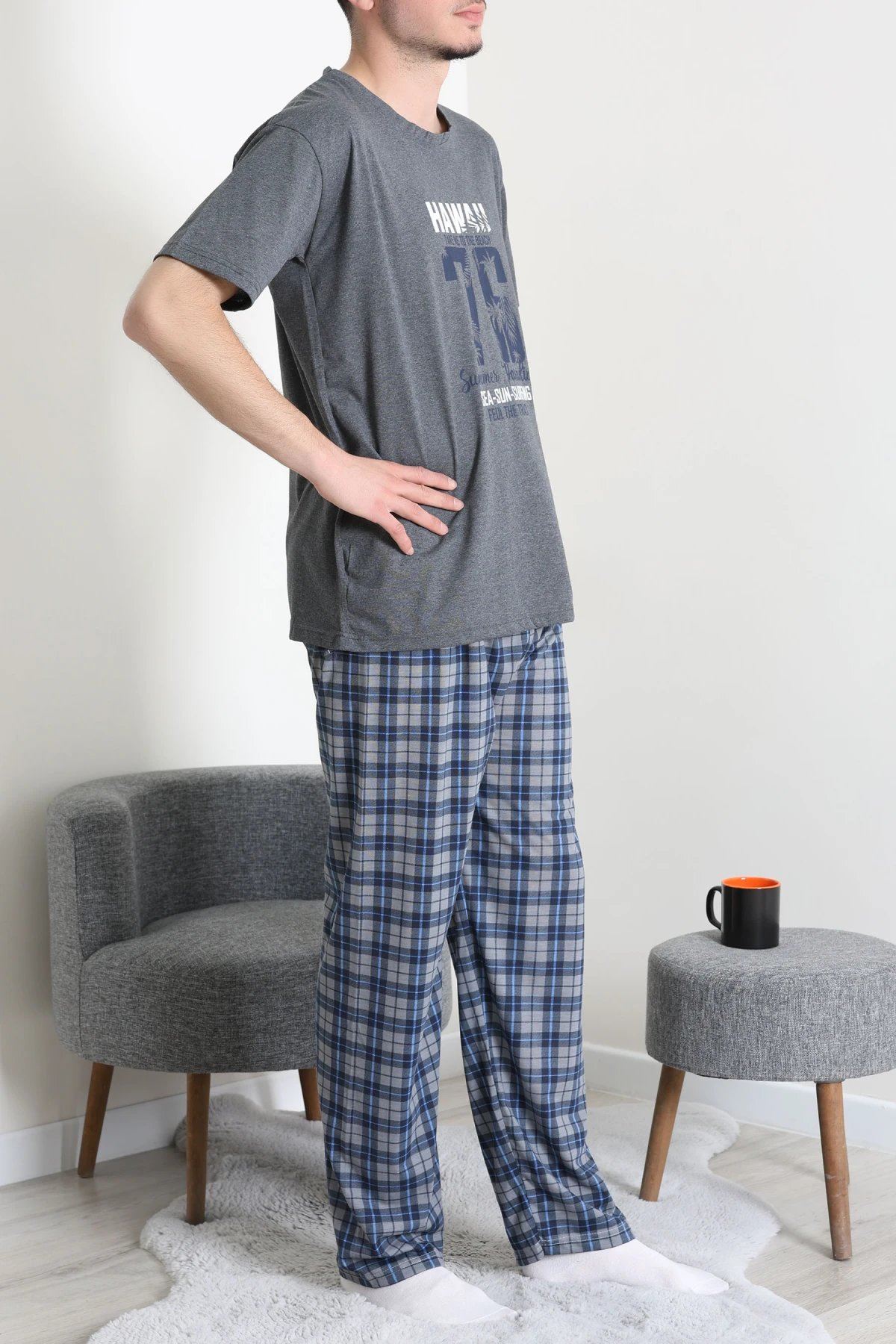 Süprem Erkek Pijama Takımı Füme
