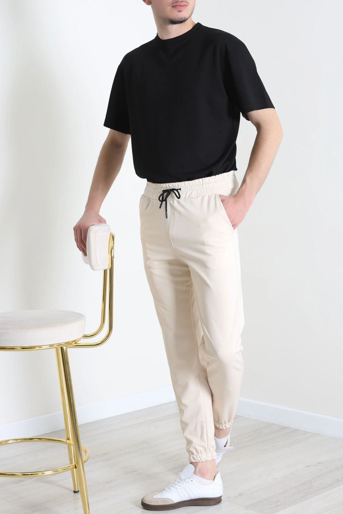 Double Jogger Paça Erkek Alt  Bej