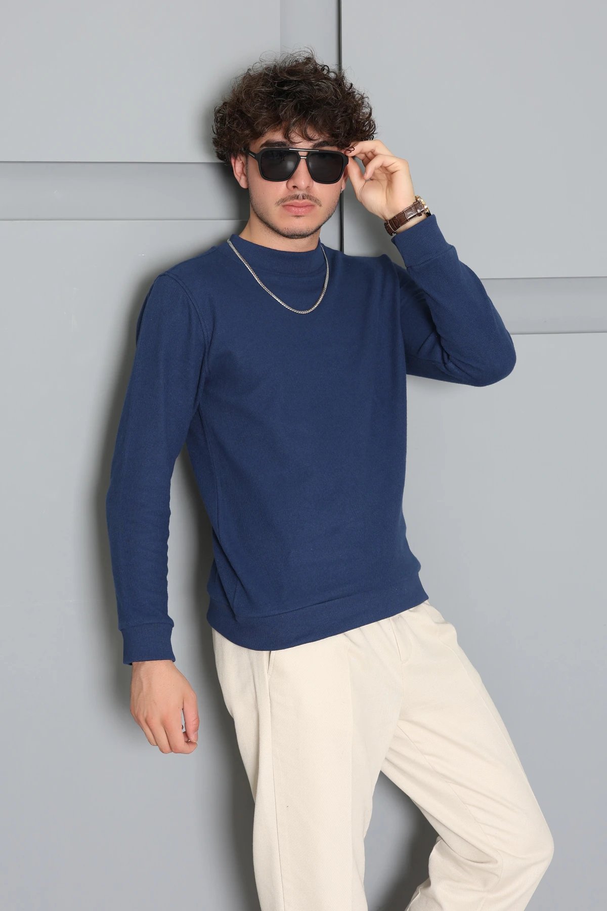 Selanik Yarım Boğazlı Erkek Sweat Lacivert