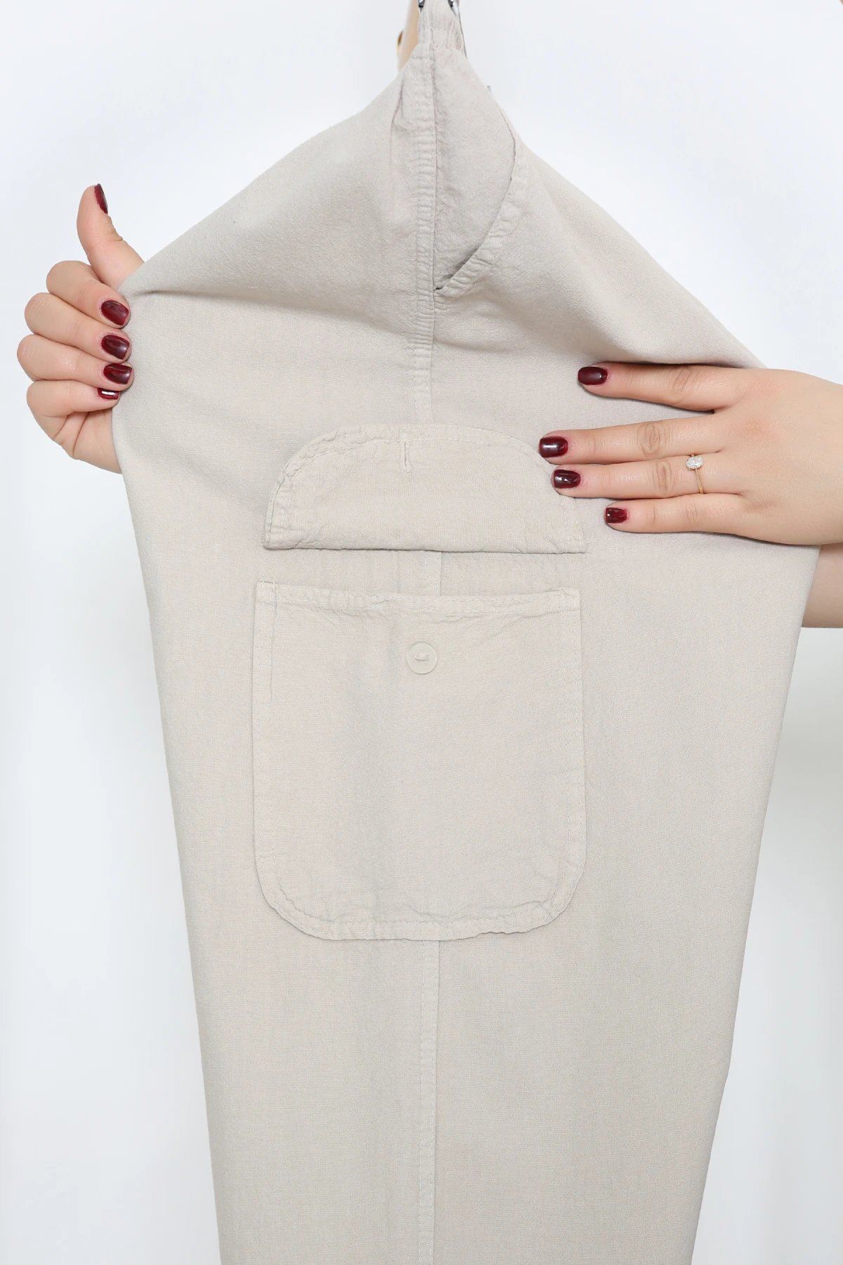 Keten Beli Lastikli Kargo Cepli Erkek Pantolon Taş