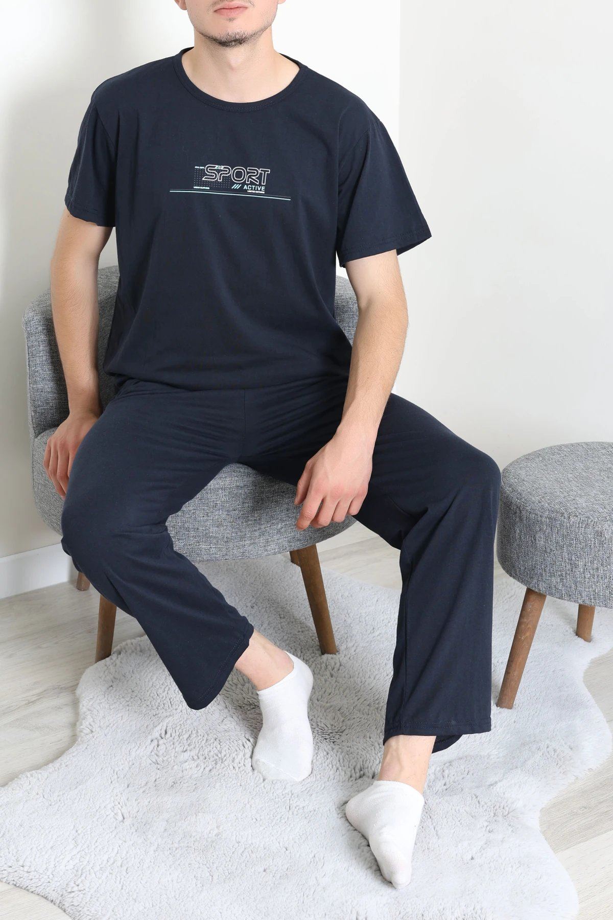 Süprem Baskılı Erkek Pijama Takımı Lacimavi