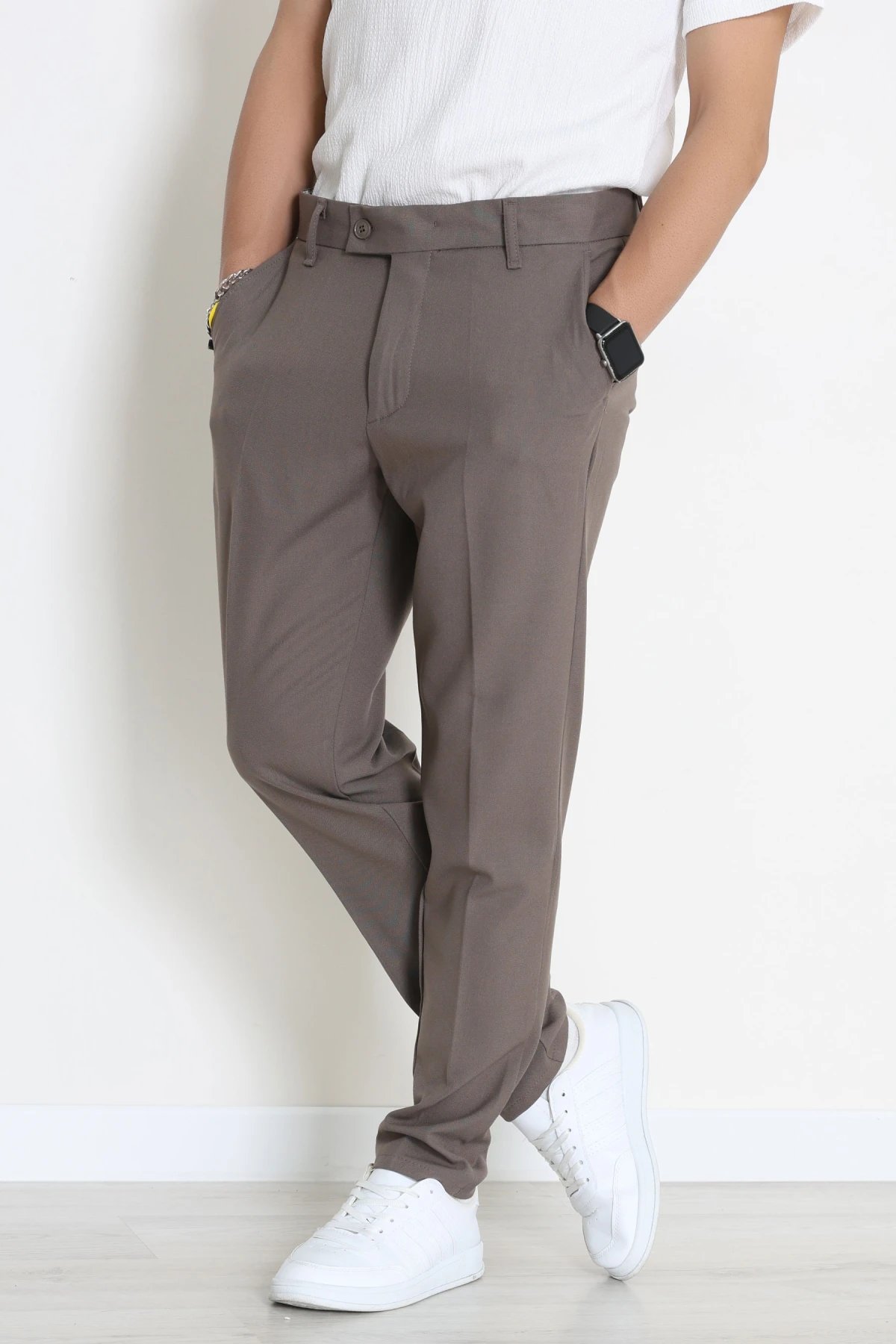 Regular Fit Erkek Kumaş Pantolon Vizon