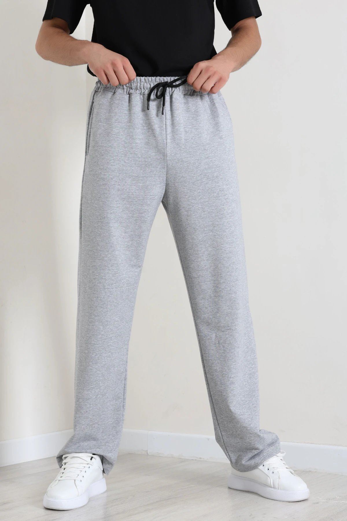 2 İplik 3 Cepli Erkek Baggy Eşofman Altı Gri