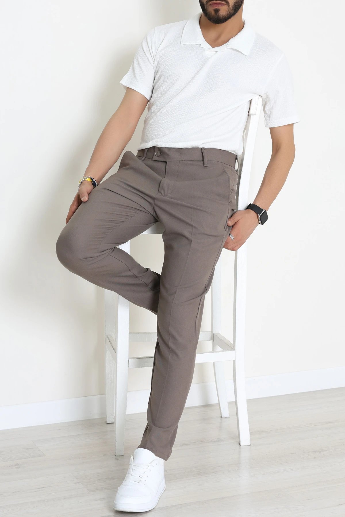 Regular Fit Erkek Kumaş Pantolon Vizon