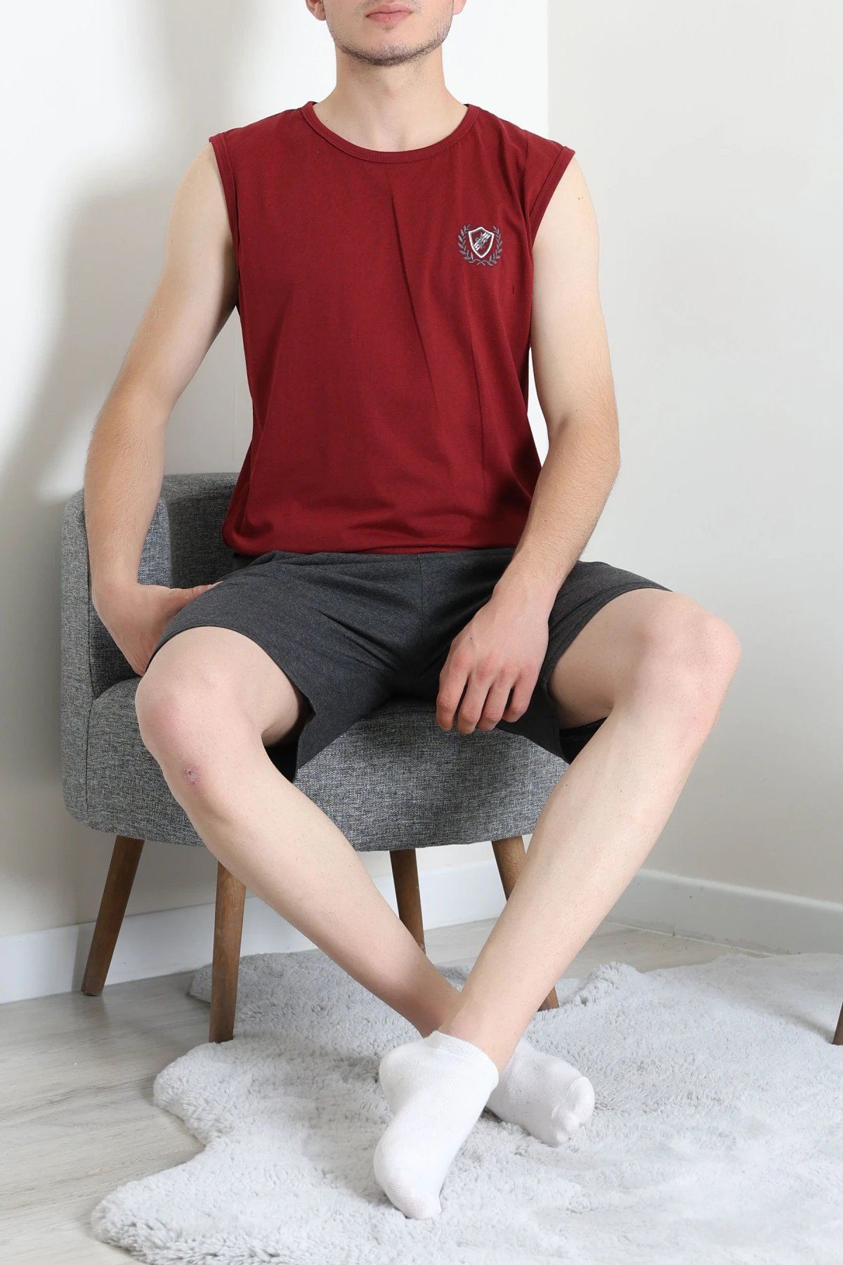 Süprem Şortlu Erkek Pijama Takımı Bordofüme
