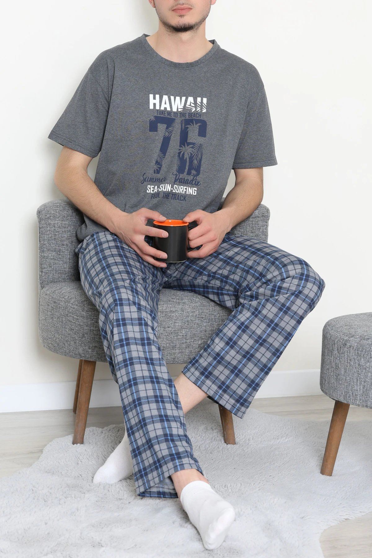 Süprem Erkek Pijama Takımı Füme