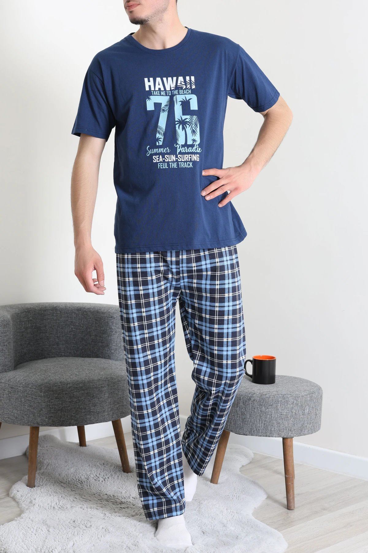 Süprem Erkek Pijama Takımı Mavi