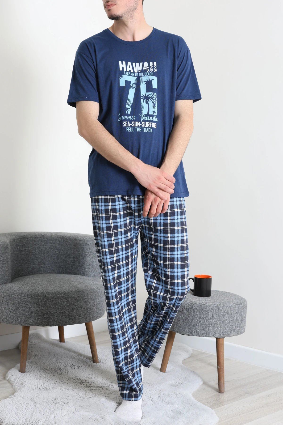 Süprem Erkek Pijama Takımı Mavi