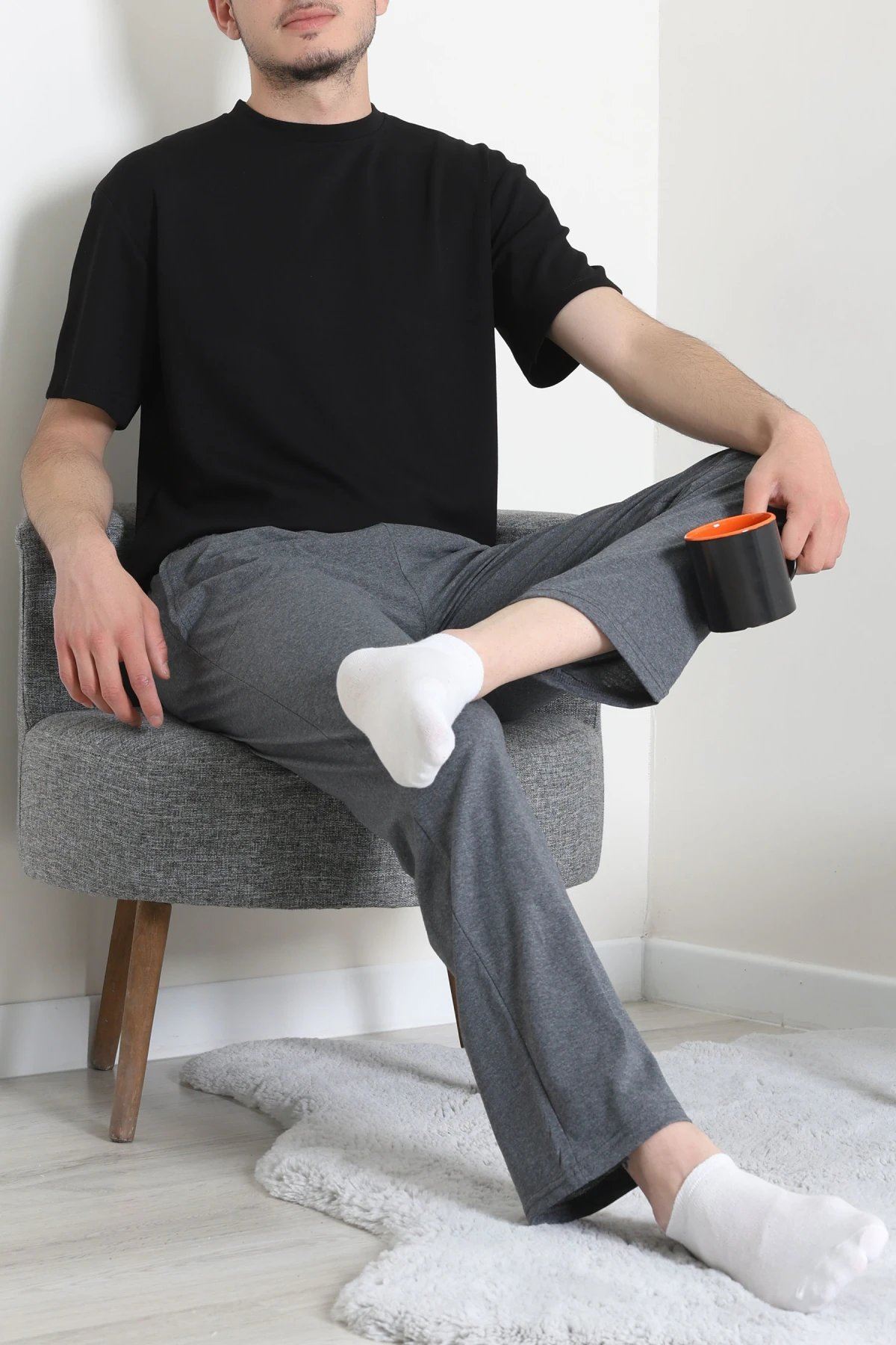 Süprem Cepli Erkek Pijama Antrasit