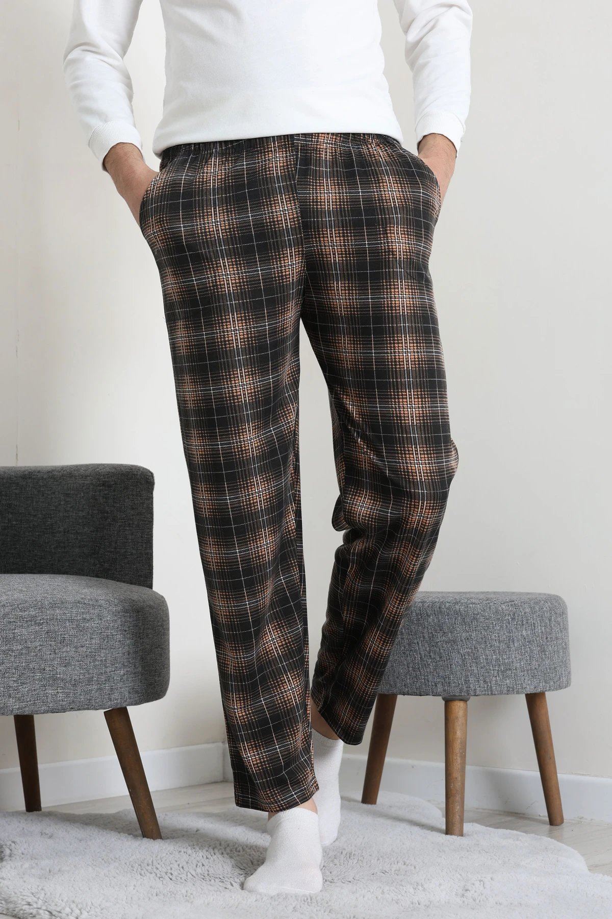Süprem Cepli Erkek Pijama Altı Kahveekose