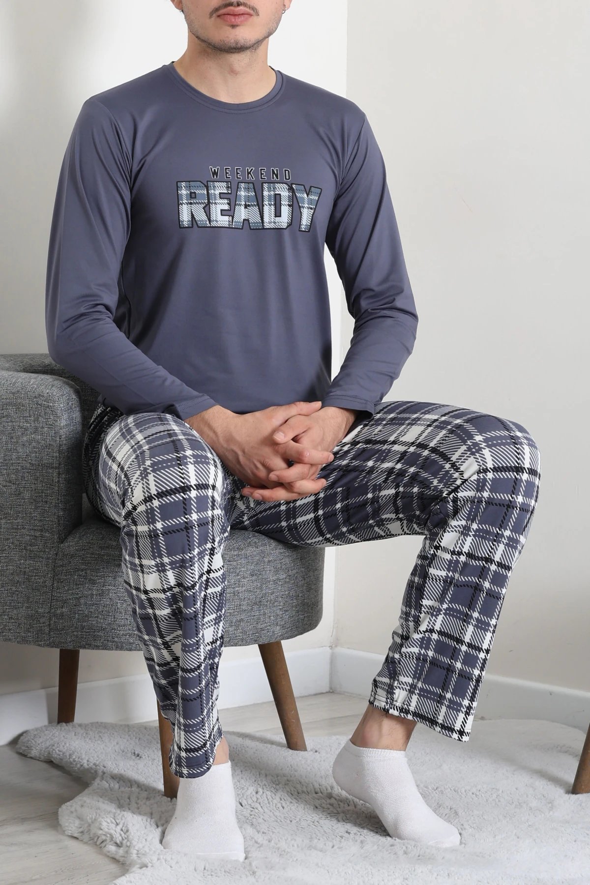Milan Erkek Pijama Takımı Füme