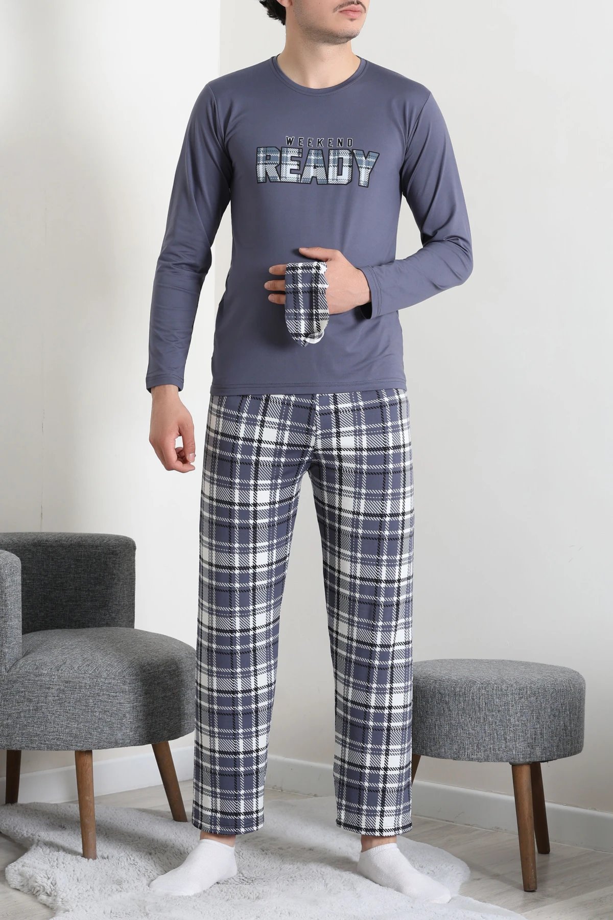 Milan Erkek Pijama Takımı Füme