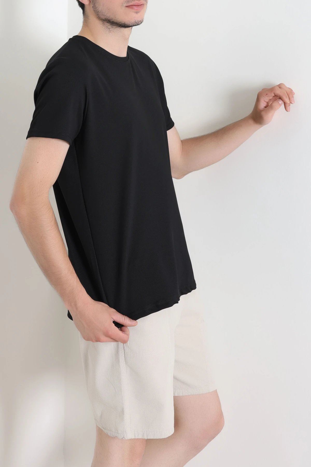 Polyester Örme Erkek Tişört Siyah