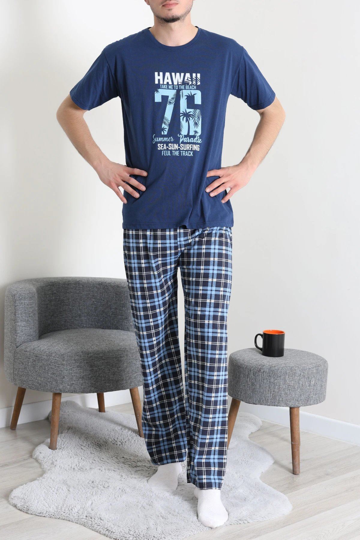 Süprem Erkek Pijama Takımı Mavi