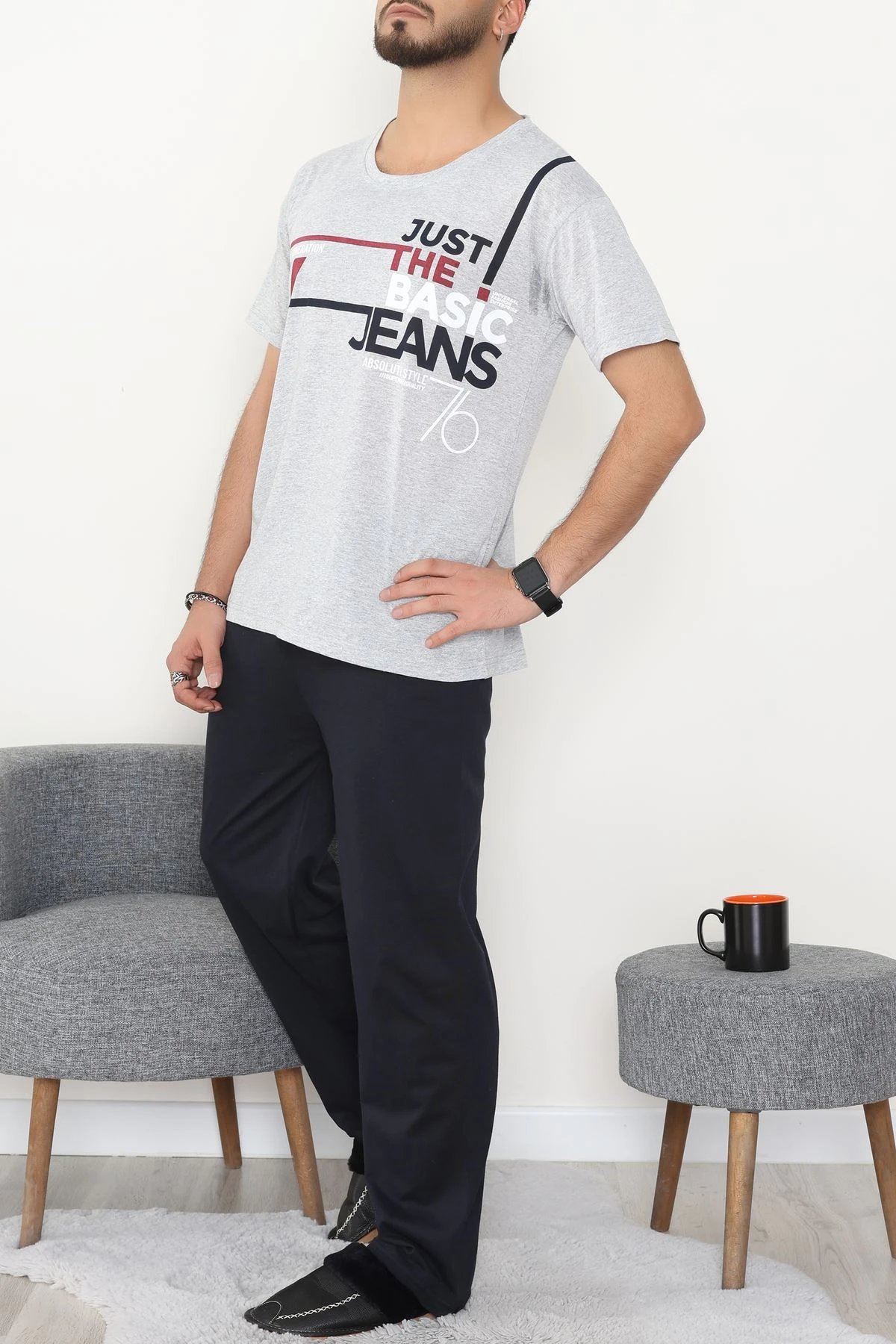 Süprem Erkek Pijama Takımı Grikırmızı