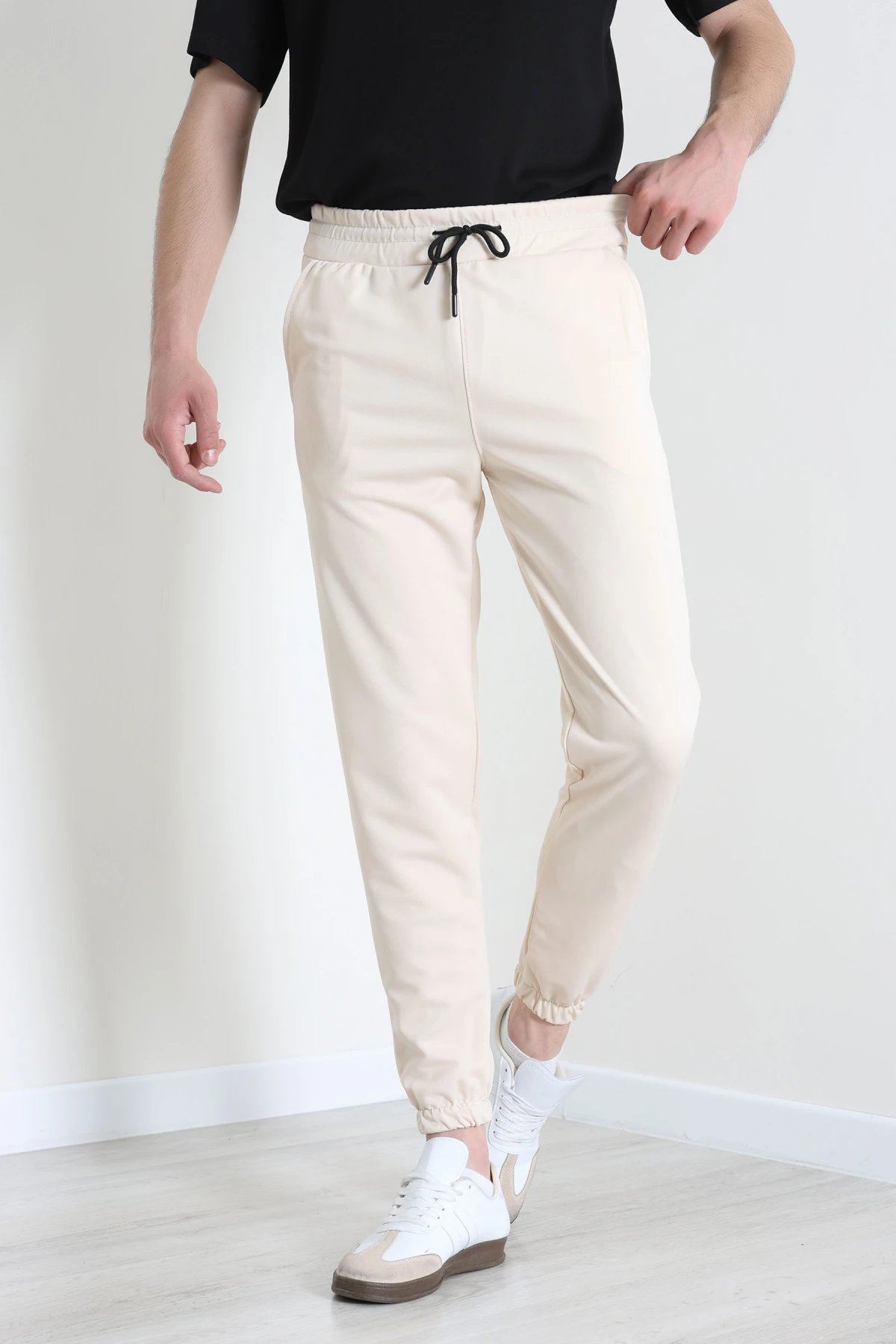Double Jogger Paça Erkek Alt  Bej