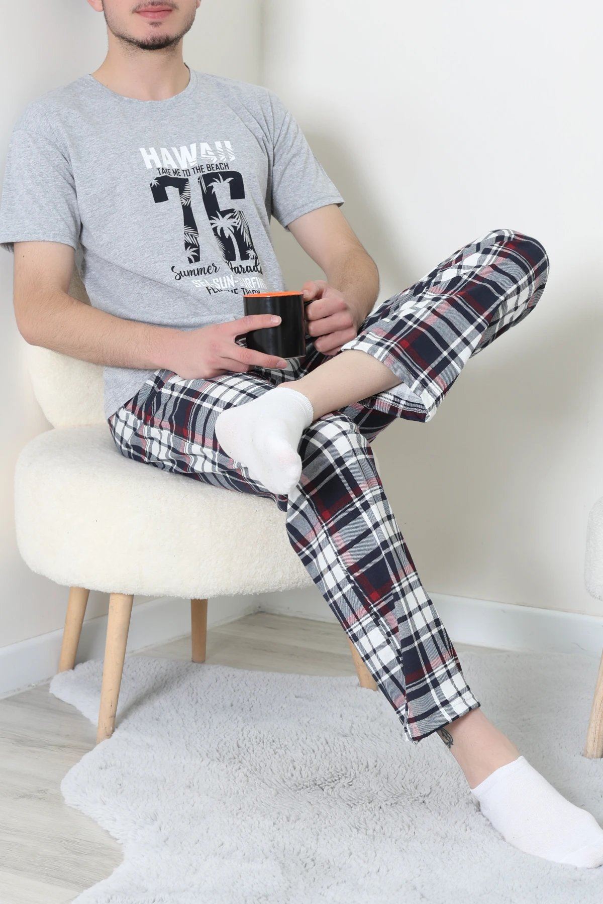 Süprem Erkek Pijama Takımı Grikırmızı