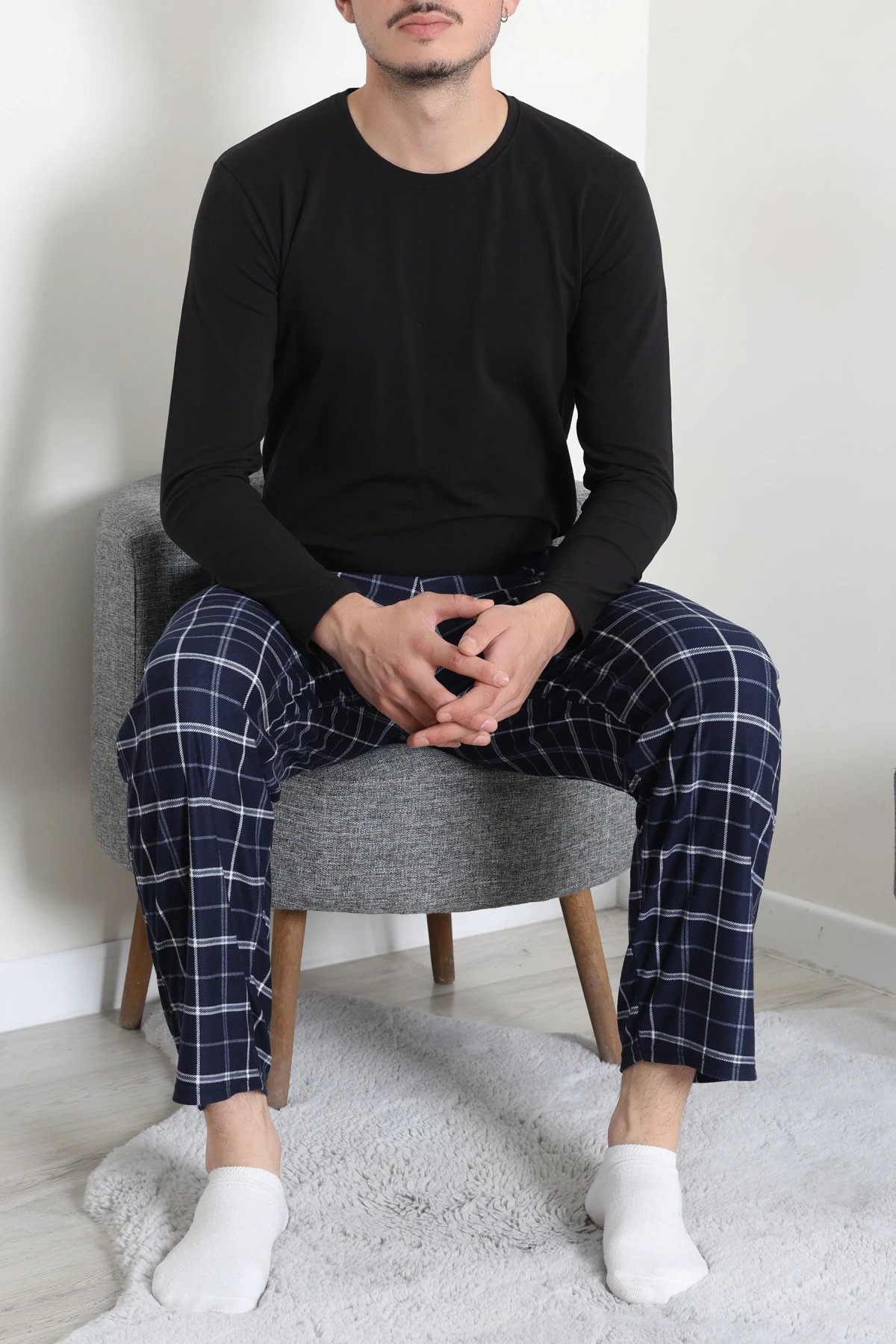 Süet Cepli Erkek Pijama Alt Lacivert