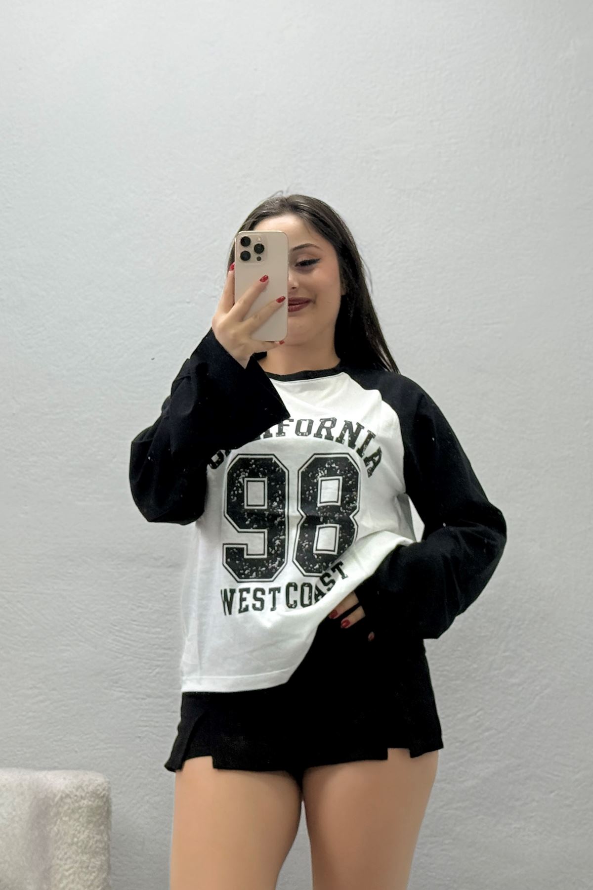 Kadın Reglan Kol Bisiklet Yaka Penye Sweat Ekrusiyah