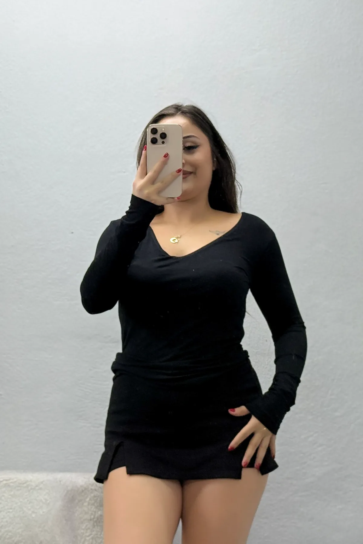 Kadın V Yaka Likralı Viskon Uzun Kollu Body Siyah