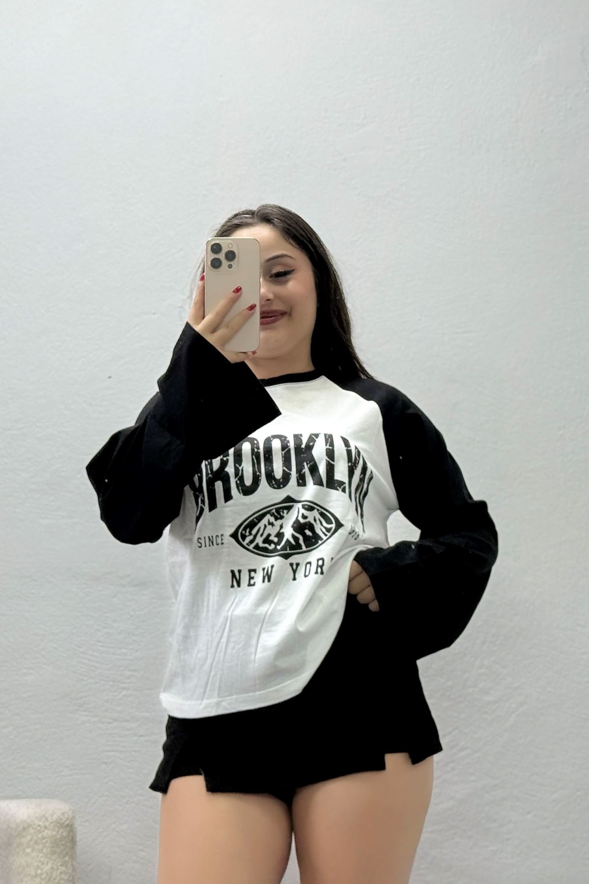 Kadın Reglan Kol Bisiklet Yaka Penye Sweat Ekrusiyah