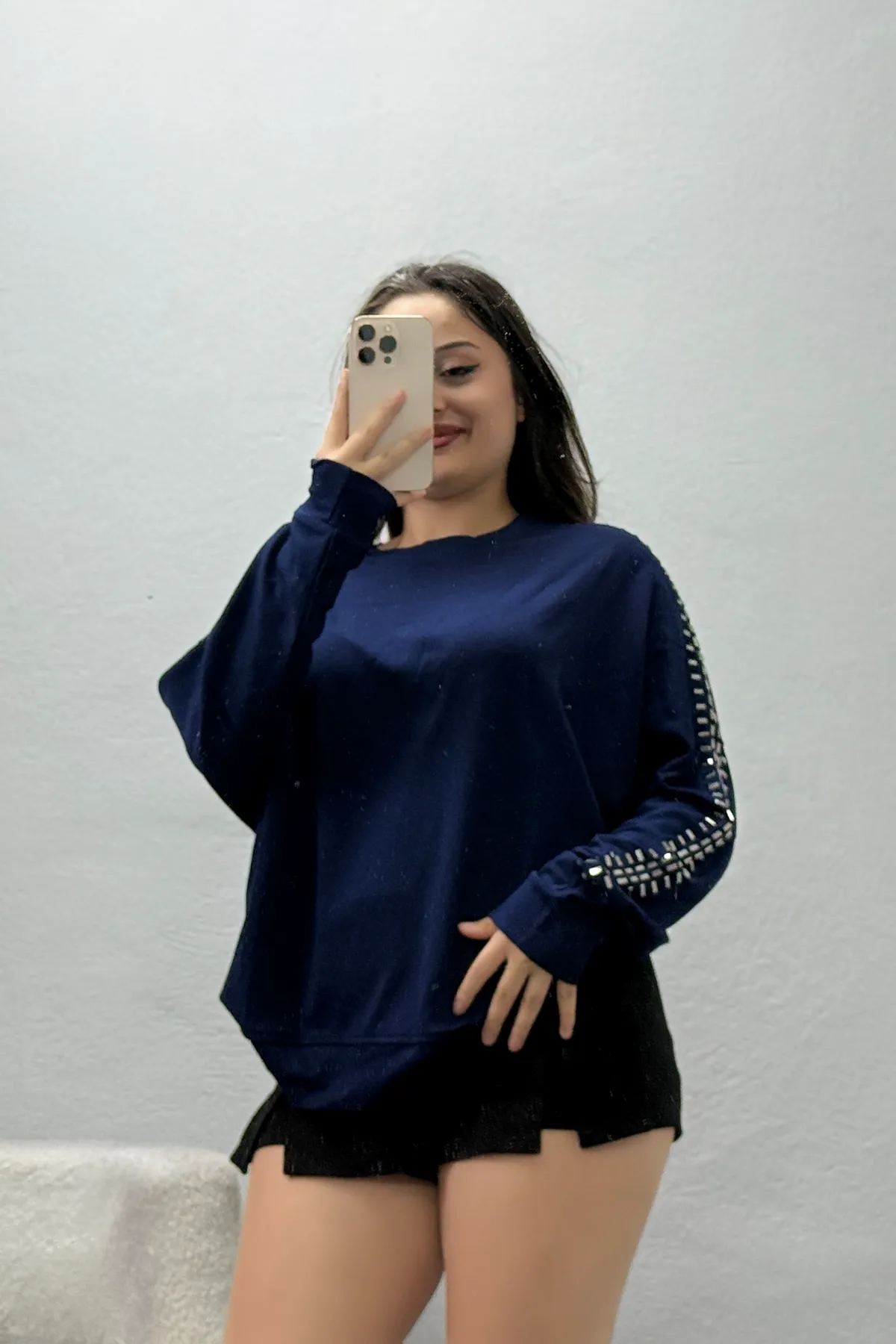 Kadın Zımba Detay Modal Sweat Lacivert
