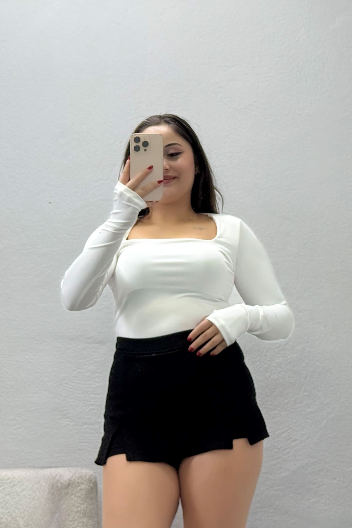 Kadın Dalgıç U Yaka Uzun Kol Body Ekru